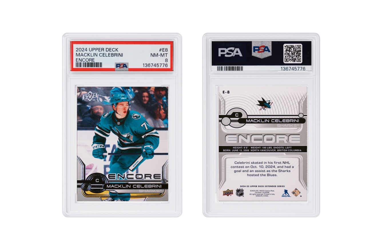 2024 Upper Deck Macklin Celebrini Encore PSA 8