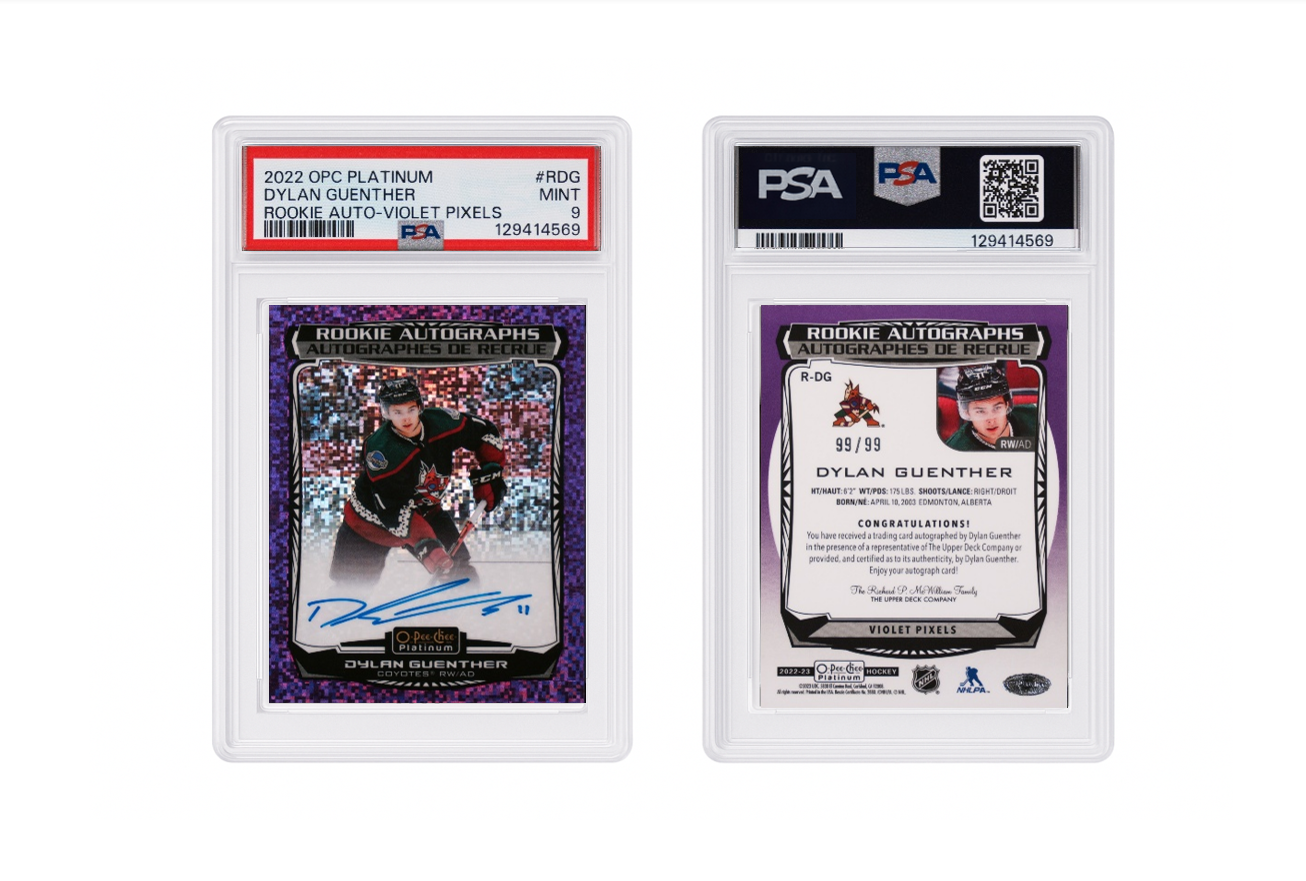 2022 OPC Platinum Dylan Guenther Rookie Auto - Violet Pixels /99