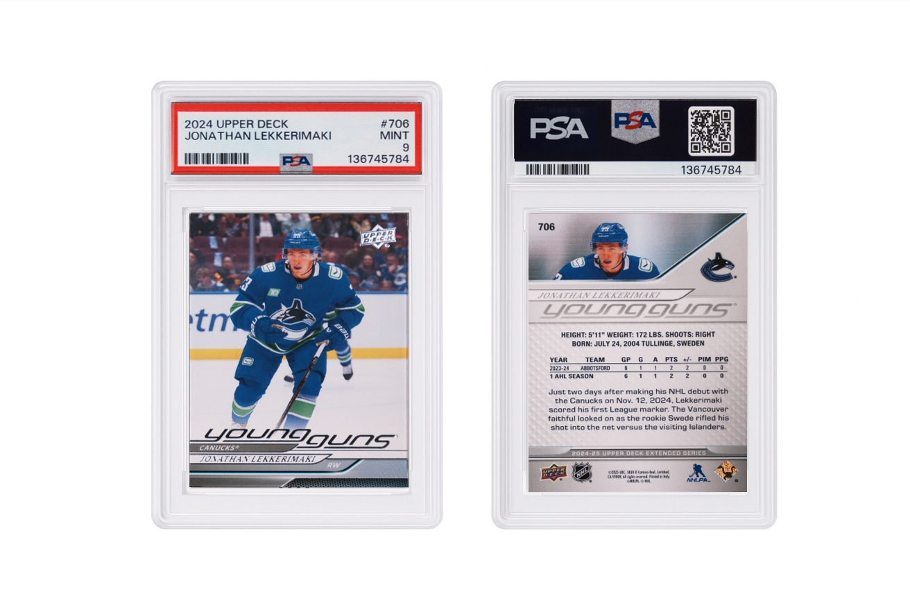 2024 Upper Deck Jonathan Lekkerimaki Young Guns PSA 9