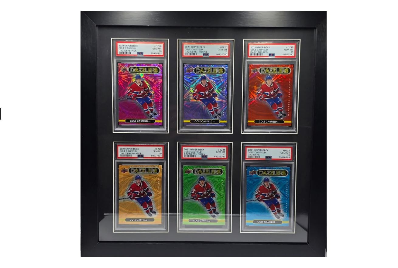Cole Caufield 2021-22 Rookie Dazzlers Full Rainbow PSA 10 Framed Set